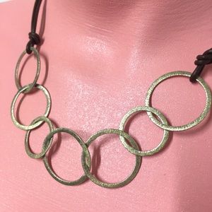 in2 Design Silver Circle Leather Necklace